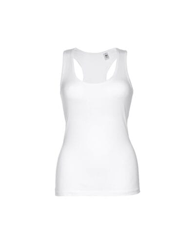 THC TIRANA WH. Γυναικείο βαμβακερό T-shirt χωρίς μανίκια. Λευκό χρώμα