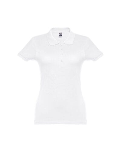 THC EVE WH. Γυναικείο κοντομάνικο πόλο με ζώνη από βαμβακερό χαρτόνι