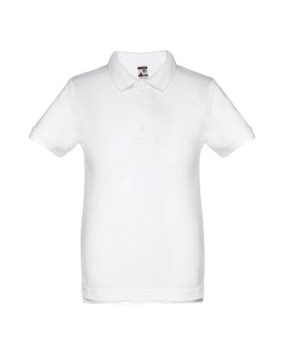THC ADAM KIDS WH. Παιδικό πουκάμισο πόλο με κοντά μανίκια (unisex). Λευκό χρώμα