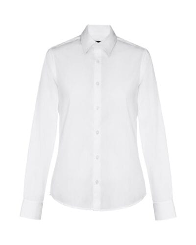 THC PARIS WOMEN WH. Γυναικείο μακρυμάνικο πουκάμισο από ποπλίνα. άσπρο χρώμα