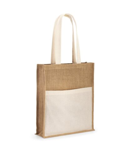 BRAGA. Τσάντα από γιούτα (240 g/m²) και τσέπη από 100% βαμβάκι (140 g/m²)