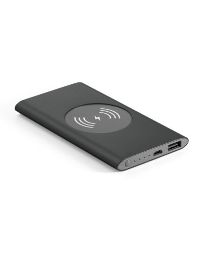 CASSINI. Power bank 4'000 mAh με ασύρματο φορτιστή 5W σε ανακυκλωμένο αλουμίνιο (100% rAL)