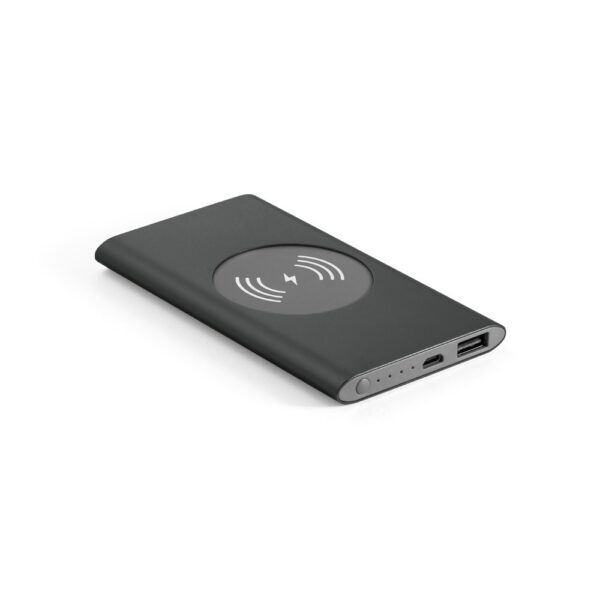 CASSINI. Power bank 4'000 mAh με ασύρματο φορτιστή 5W σε ανακυκλωμένο αλουμίνιο (100% rAL)