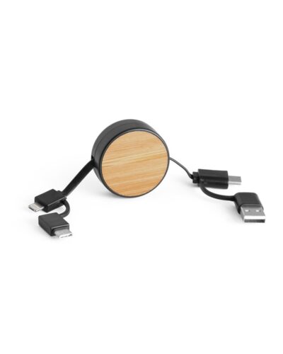 RUBINS. Αναδιπλούμενο καλώδιο USB 6 σε 1 από ανακυκλωμένο ABS (100% rABS) και μπαμπού