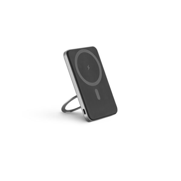 WARSHEL 5. Μαγνητικό power bank 5'000 mAh με ασύρματο φορτιστή 15W superfast από ανακυκλωμένο ABS (100% rABS) με βάση στήριξης